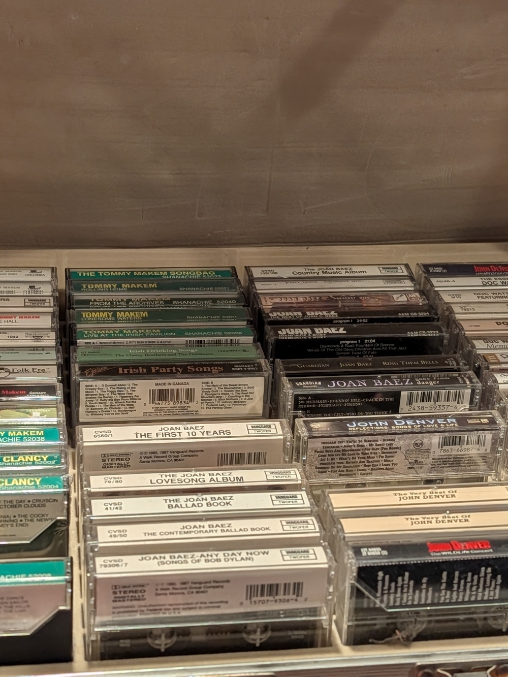 Vintage 60's/70's Folk Music Cassette Tape Collection with Carrying Case.